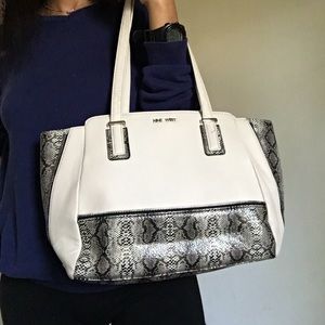 Creme and snakeskin Nine West purse
